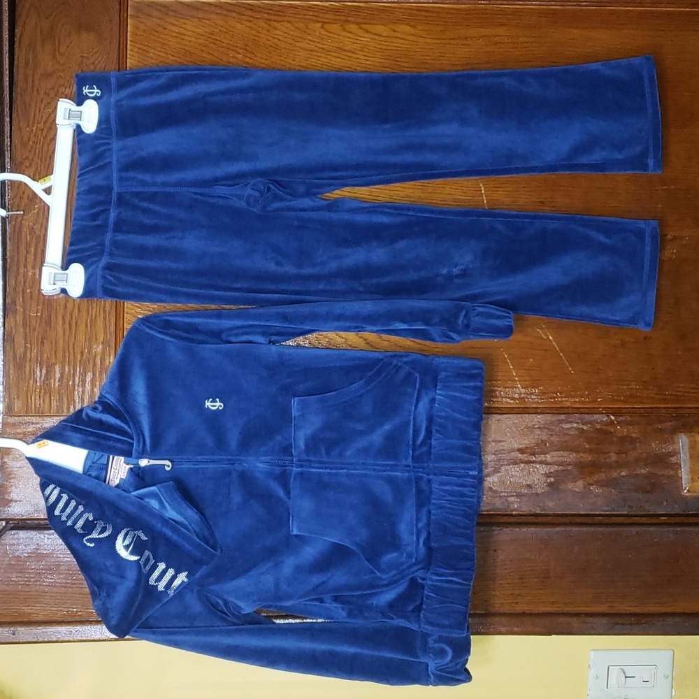 Girl's Juicy Couture Plush Velour Blue Jogging Suit